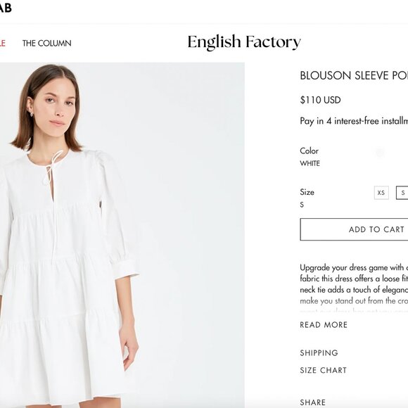 NWT English Factory BLOUSON SLEEVE POPLIN MINI DRESS - Picture 2 of 4